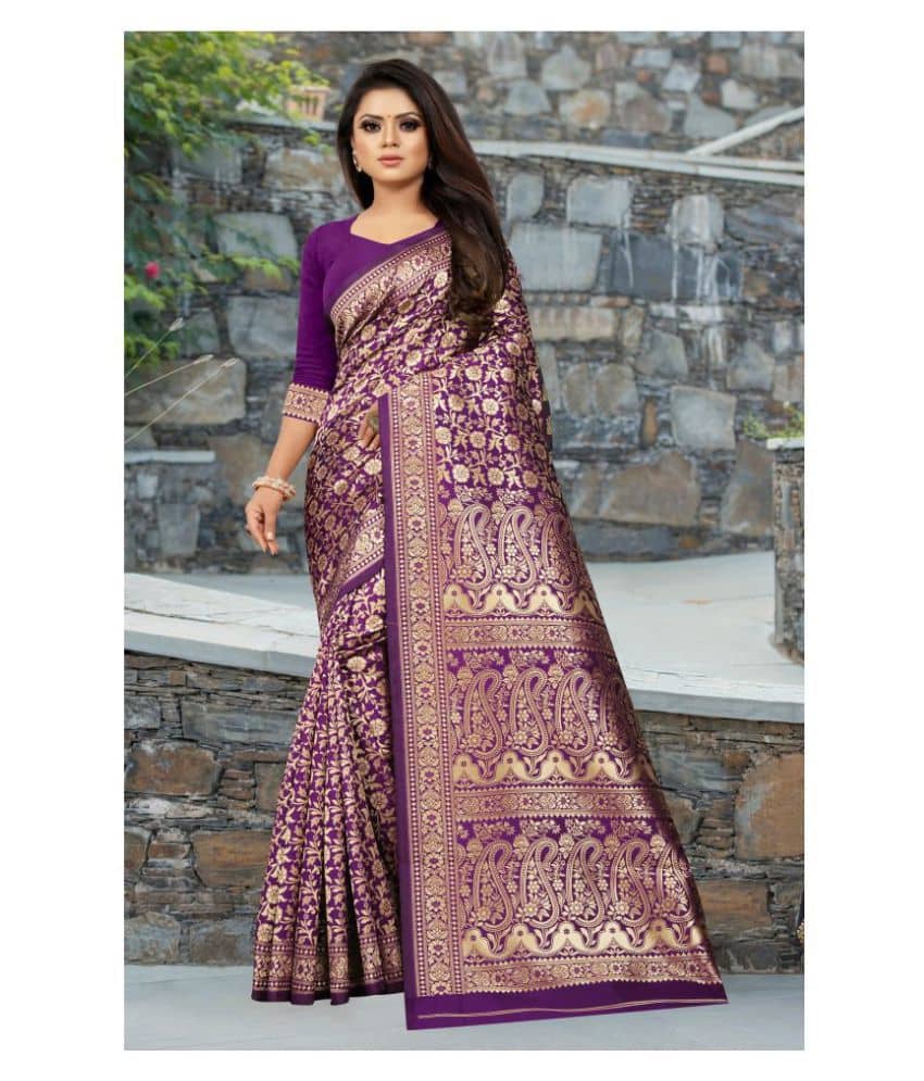 Gazal Fashions Silk Printed Saree With Unstitched Blouse Piece ( Multicolor ) - Sarees | Buy online on ZillyBuy