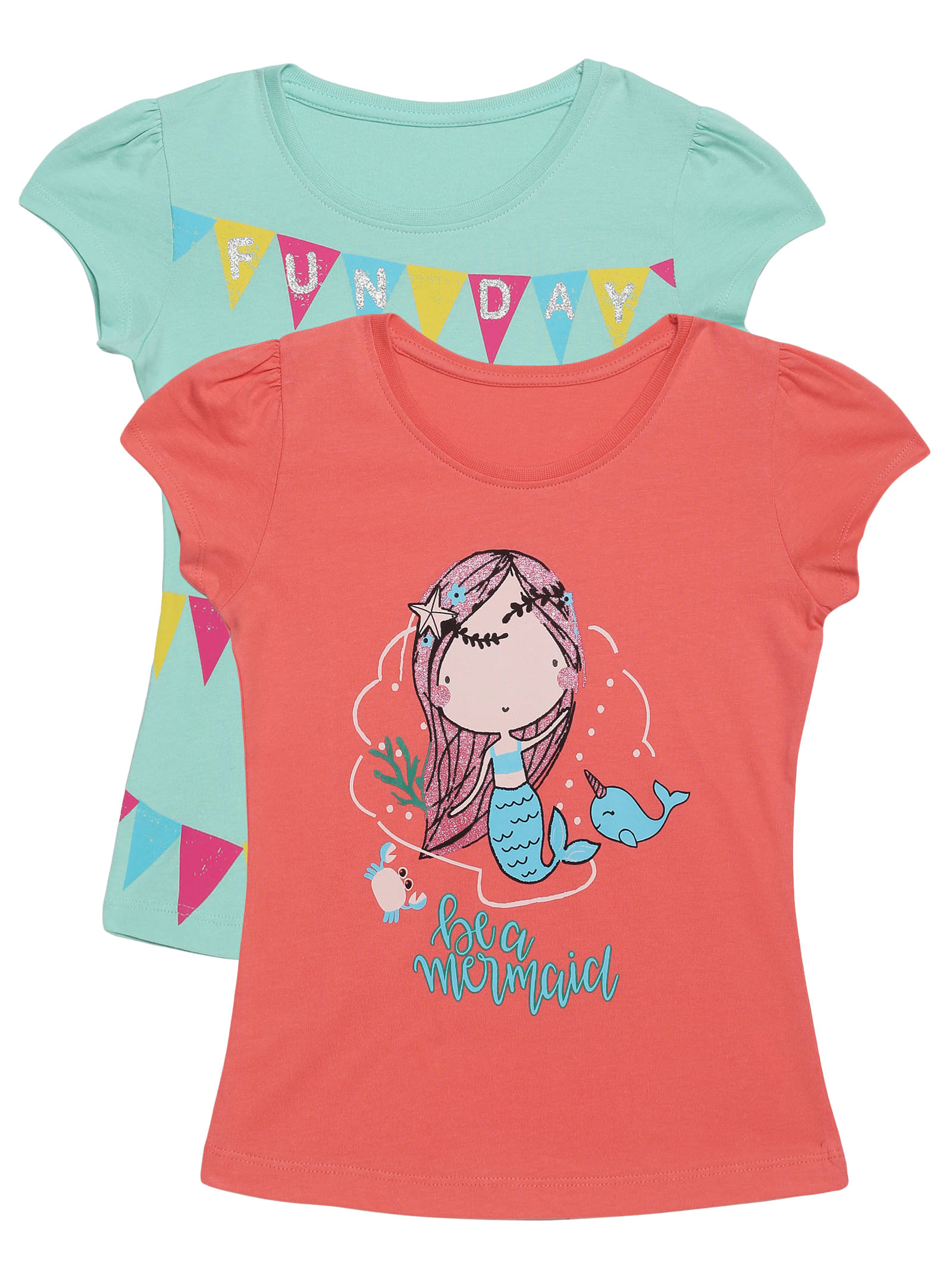     			PLUM TREE Pack of 2 Girls 100% Cotton Combos ( Orange )