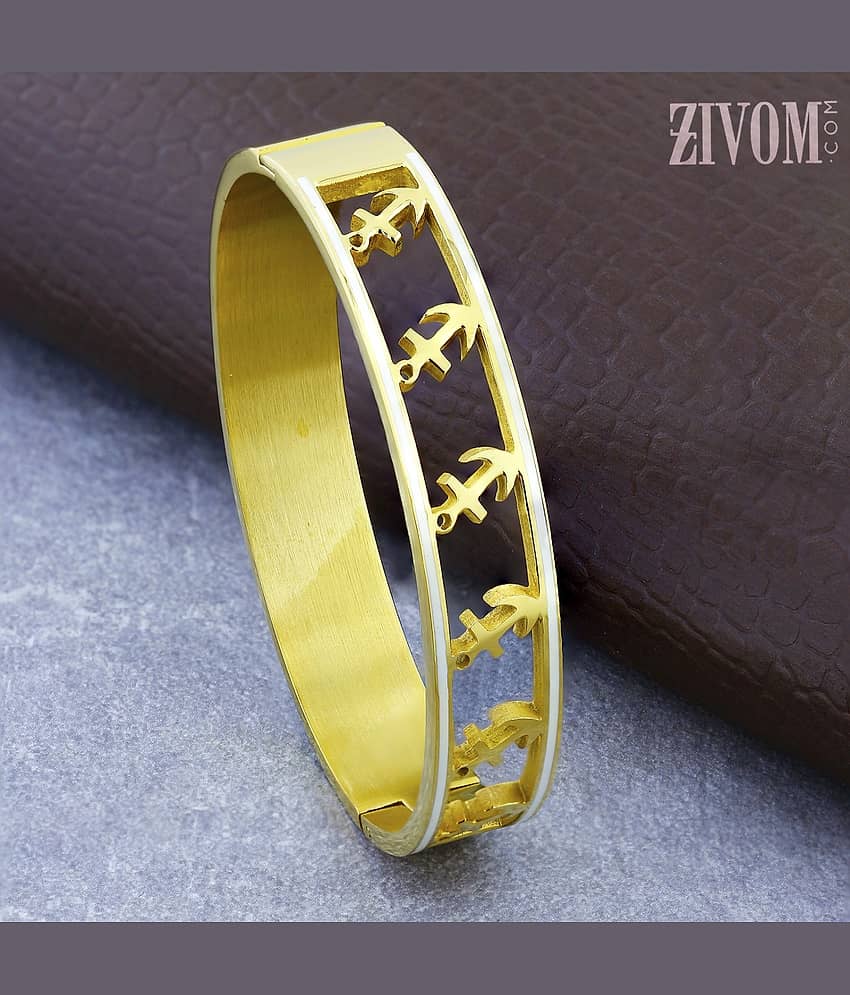 The Jewelbox Anchor 18K Gold 316L Surgical Stainless Steel Openable Bangle Cuff Kada Bracelet For Men - Bangles & Bracelets | Buy online on ZillyBuy