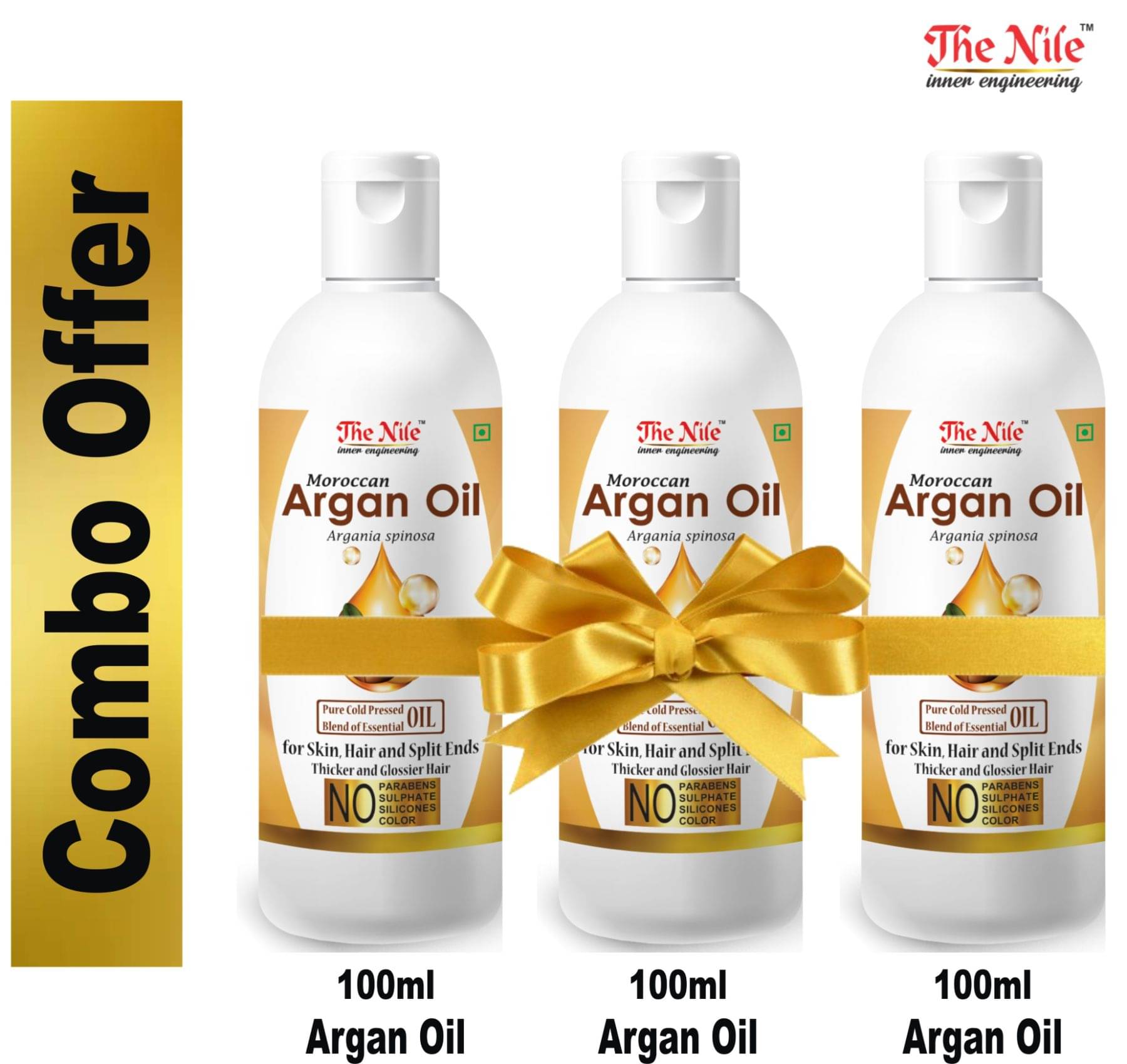     			The Nile Moroccan Argan Oil 100 ML X 3 300 ML  Hair Growth Oil 300 mL Pack of 3
