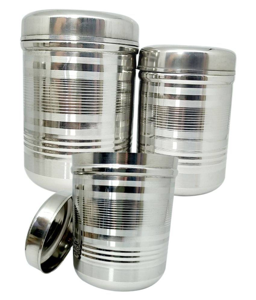     			bartan hub Steel Container set Steel Tea/Coffee/Sugar Container Set of 3 1000 mL