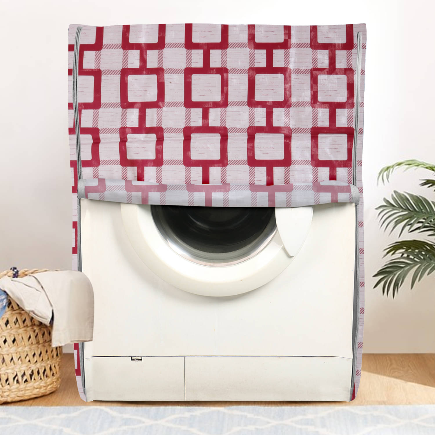 E-Retailer Single PVC Red Washing Machine Cover for Universal Front Load E-Retailer Single PVC Red Washing Machine Cover for Universal Front Load