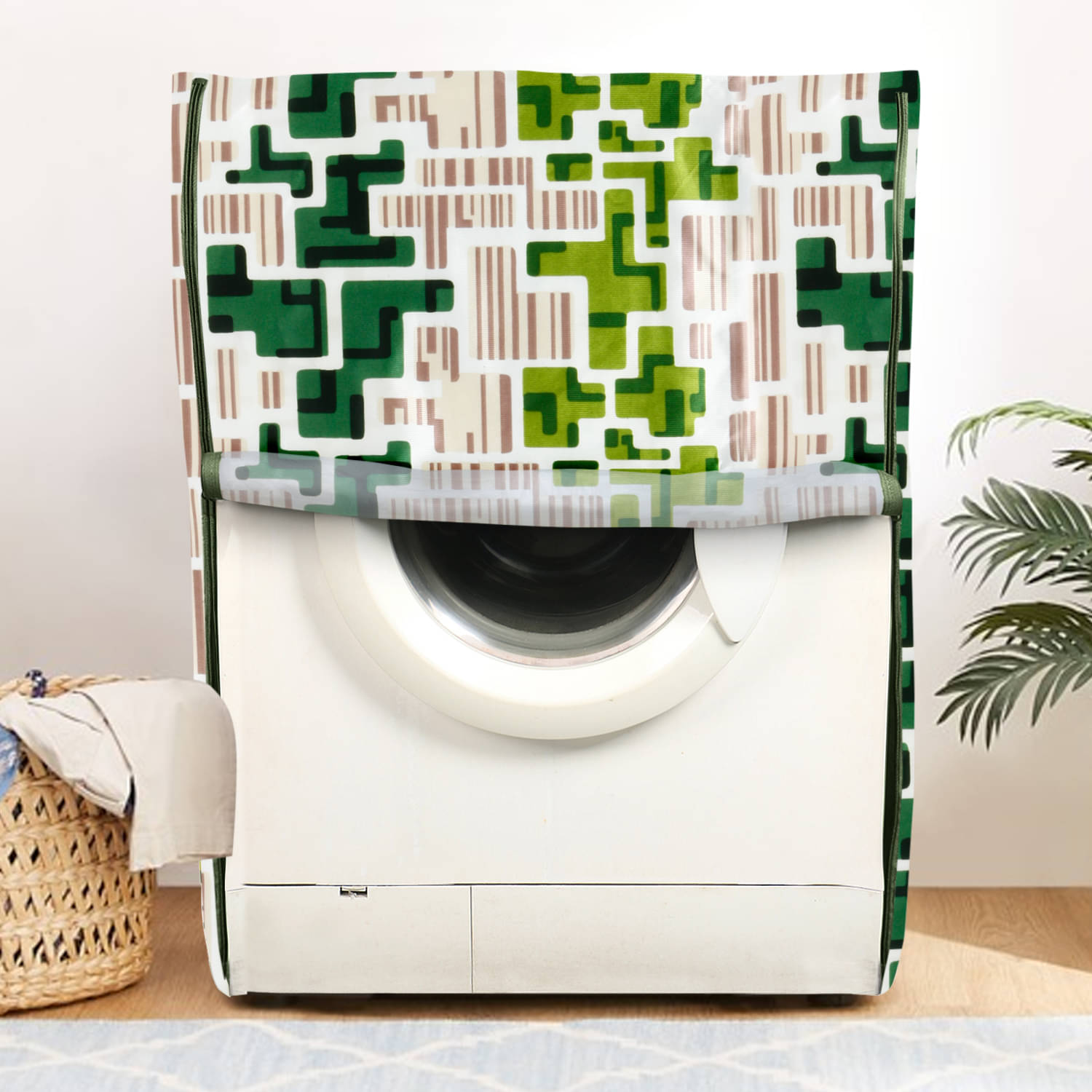 E-Retailer Single Polyester Green Washing Machine Cover for Universal Front Load E-Retailer Single Polyester Green Washing Machine Cover for Universal Front Load