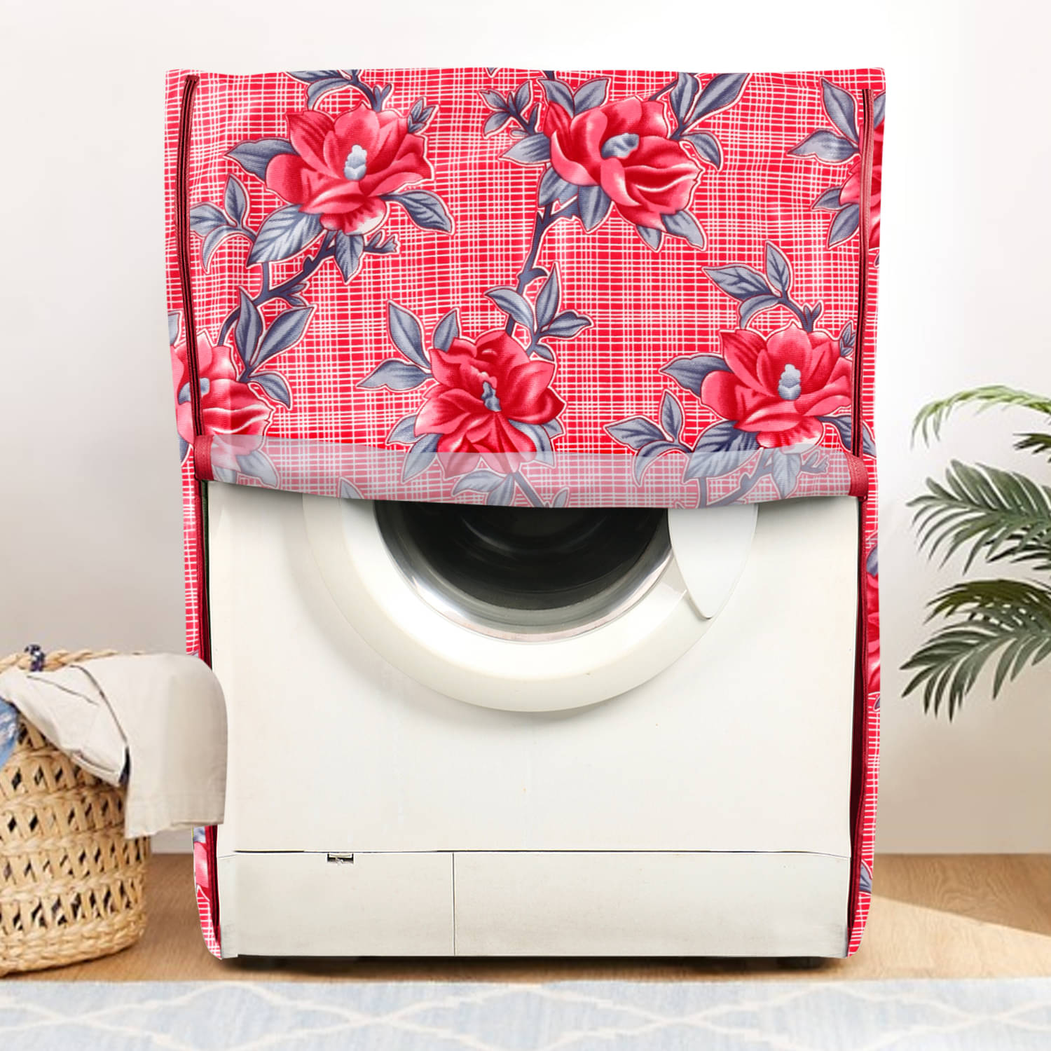     			E-Retailer Single Polyester Red Washing Machine Cover for Universal Front Load