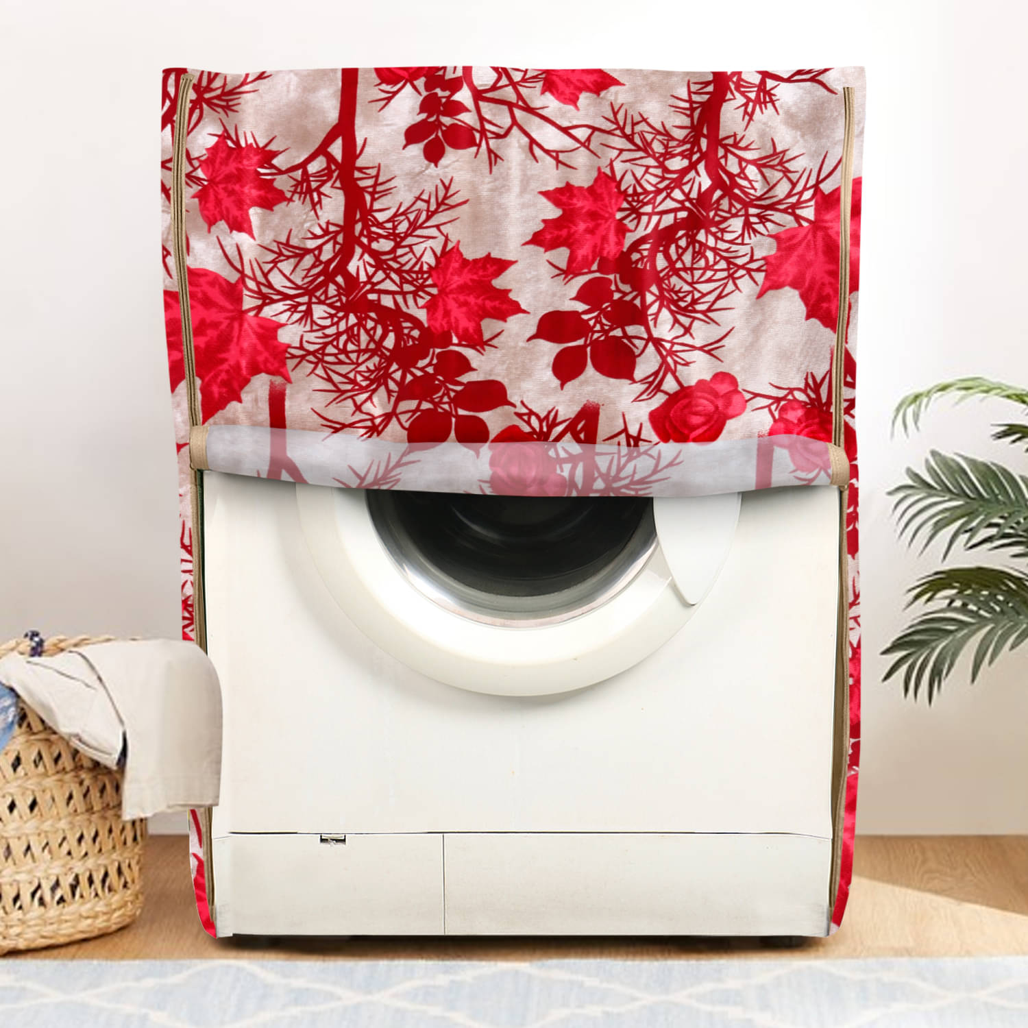     			E-Retailer Single Polyester Red Washing Machine Cover for Universal Front Load