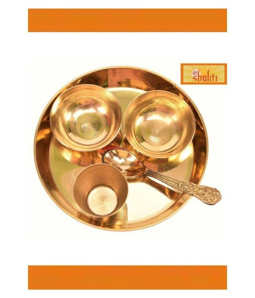     			Laddu Gopal Bhog Thali Set || Brass Thali Set  along with Laddu Gopal on Marble Chowki