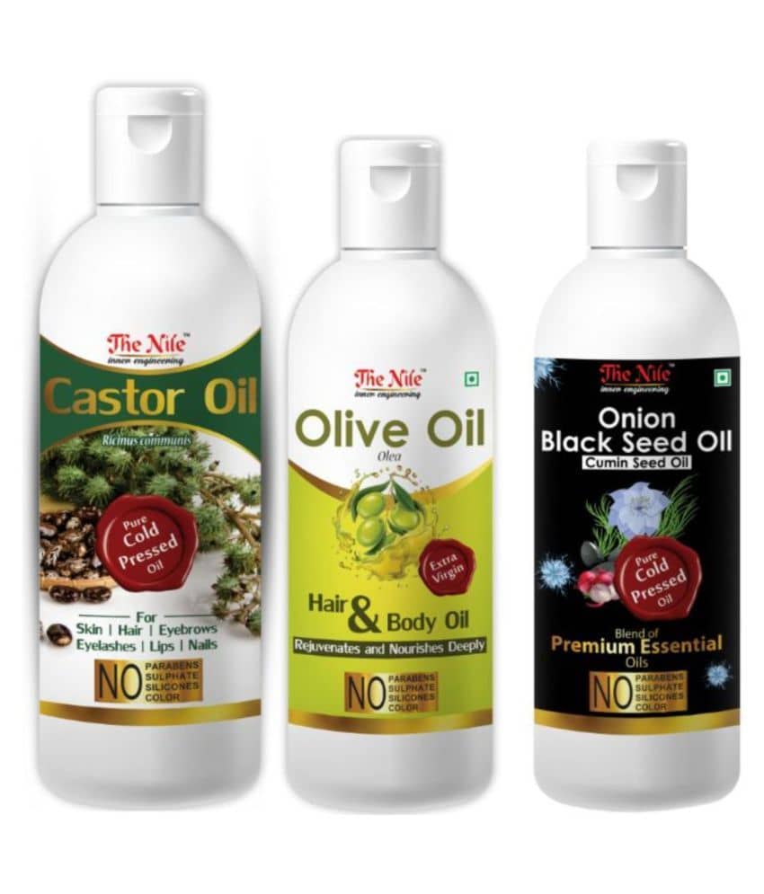 The Nile Castor Oil 200 ML + Olive Oil 100 ML + Onion Blackseed100ML 400 mL Pack of 3