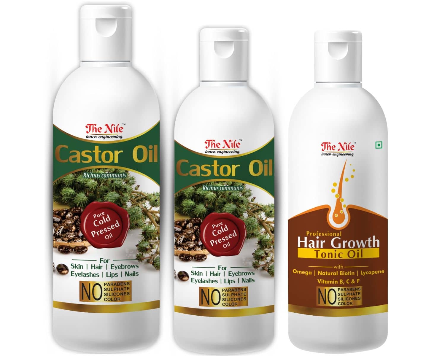 The Nile Castor Oil 200 ML + 100 ML(300 ML) + Hair Tonic 100 ML 400 mL