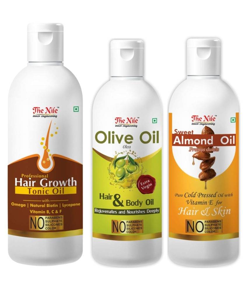     			The Nile Hair Tonic 200 Ml + Olive Oil 100 Ml + Almond Oil 100 ML 400 mL Pack of 3