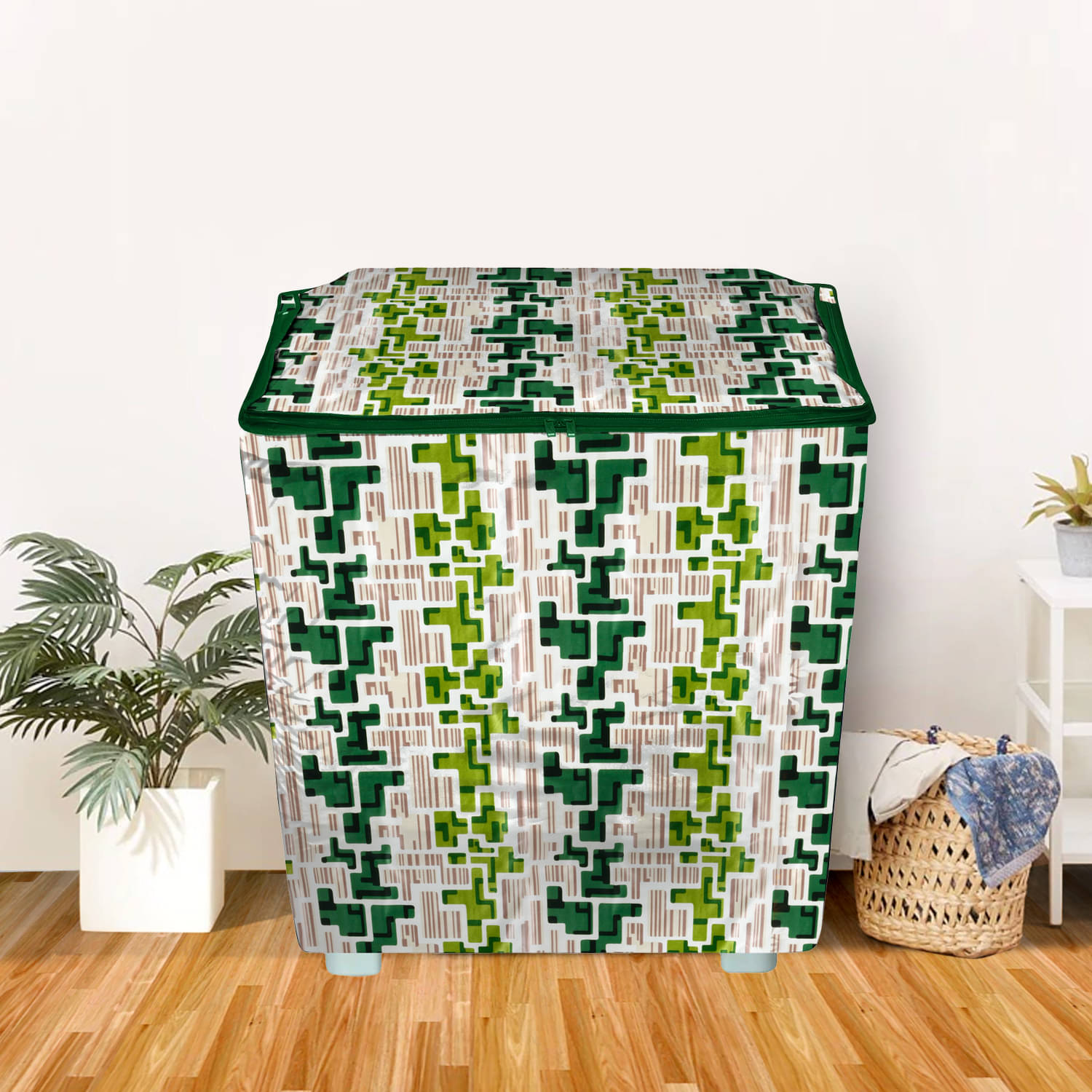     			E-Retailer Single Polyester Green Washing Machine Cover for Universal Semi-Automatic