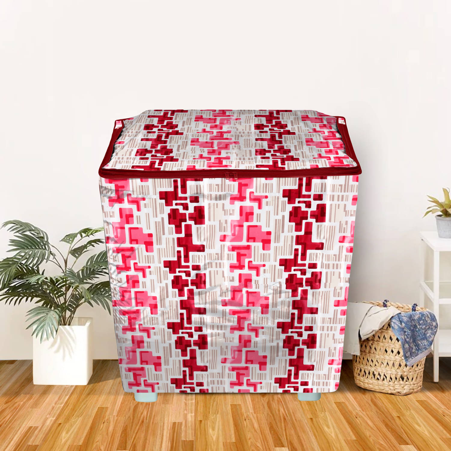 E-Retailer Single Polyester Red Washing Machine Cover for Universal Semi-Automatic E-Retailer Single Polyester Red Washing Machine Cover for Universal Semi-Automatic