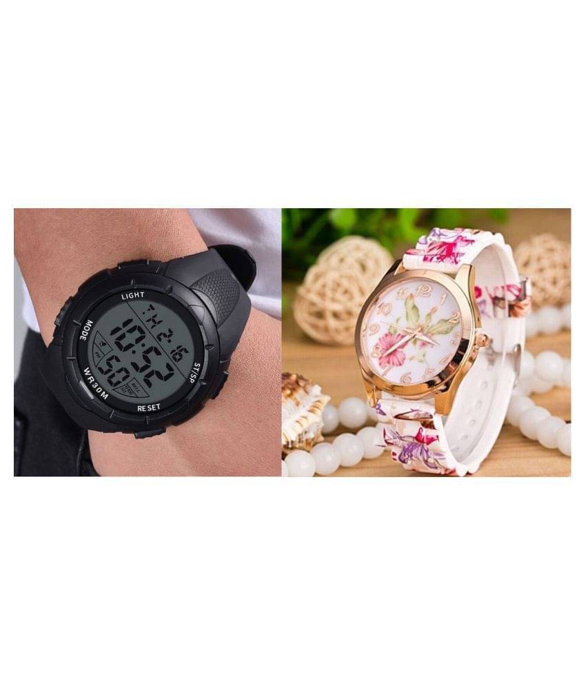 women silicone floral strap dial -28mm watch with 5.11 black PU Multifunction Men's Watch women silicone floral strap dial -28mm watch with 5.11 black PU Multifunction Men's Watch