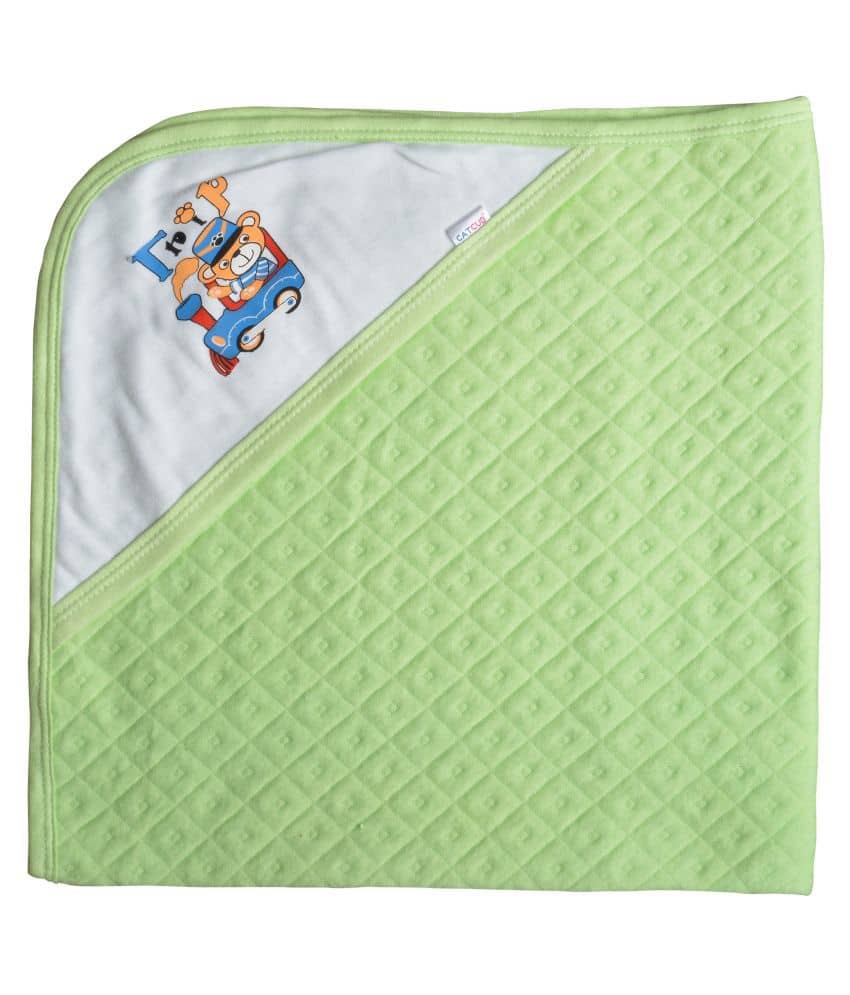 CATCUB Green Polyester Towel cum blanket ( 72 cm × 72 cm 1 pcs )