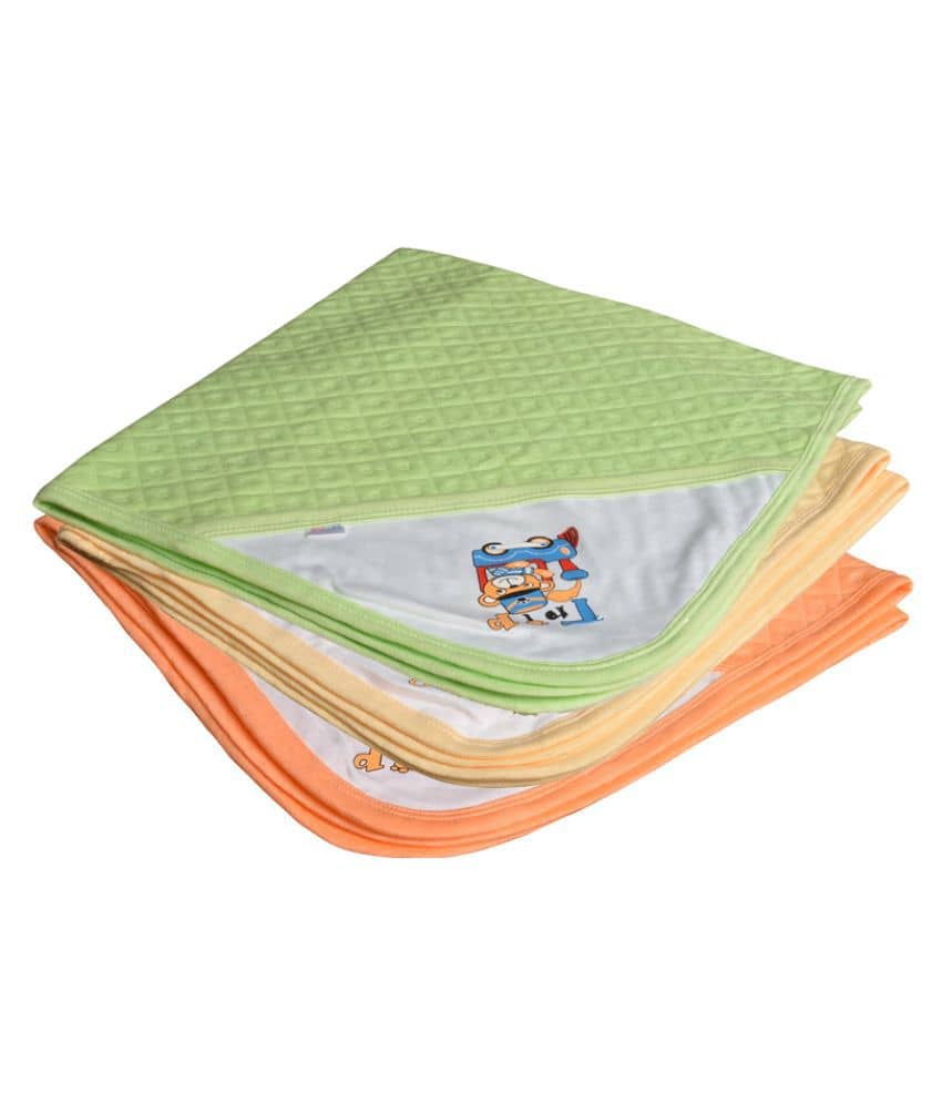CATCUB Multi-Colour Cotton Towel cum blanket ( 72 cm × 72 cm 3 pcs )