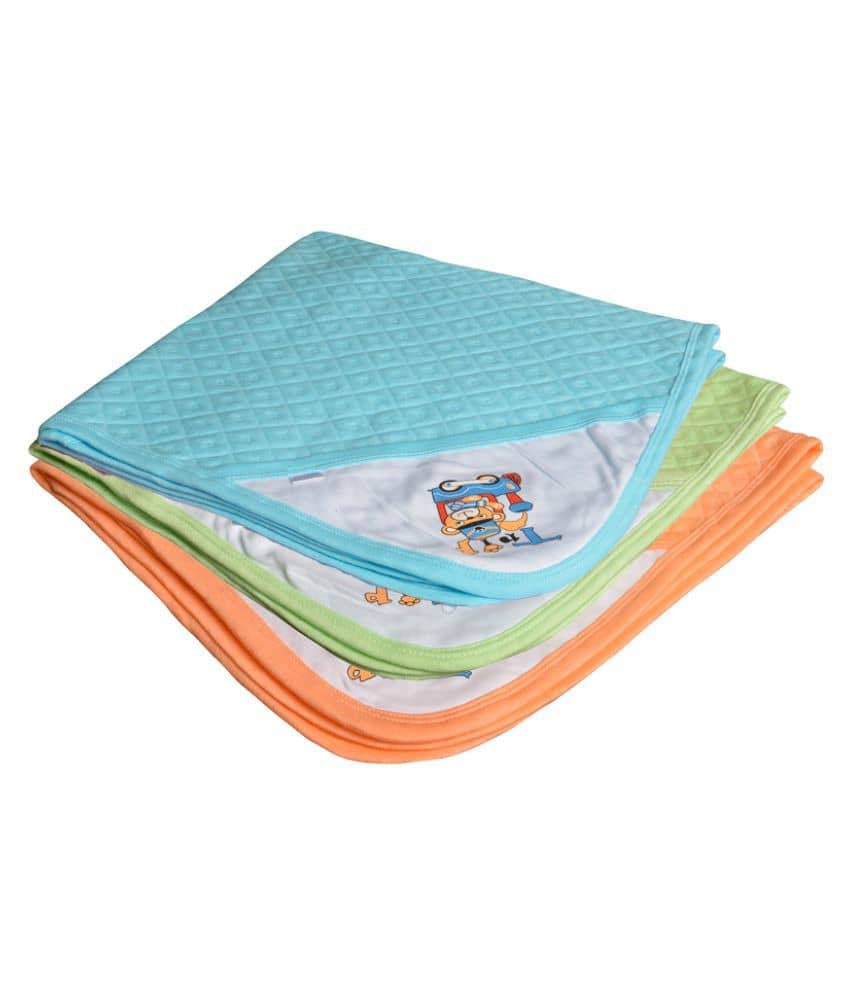 CATCUB Multi-Colour Cotton Towel cum blanket ( 72 cm × 72 cm 3 pcs )