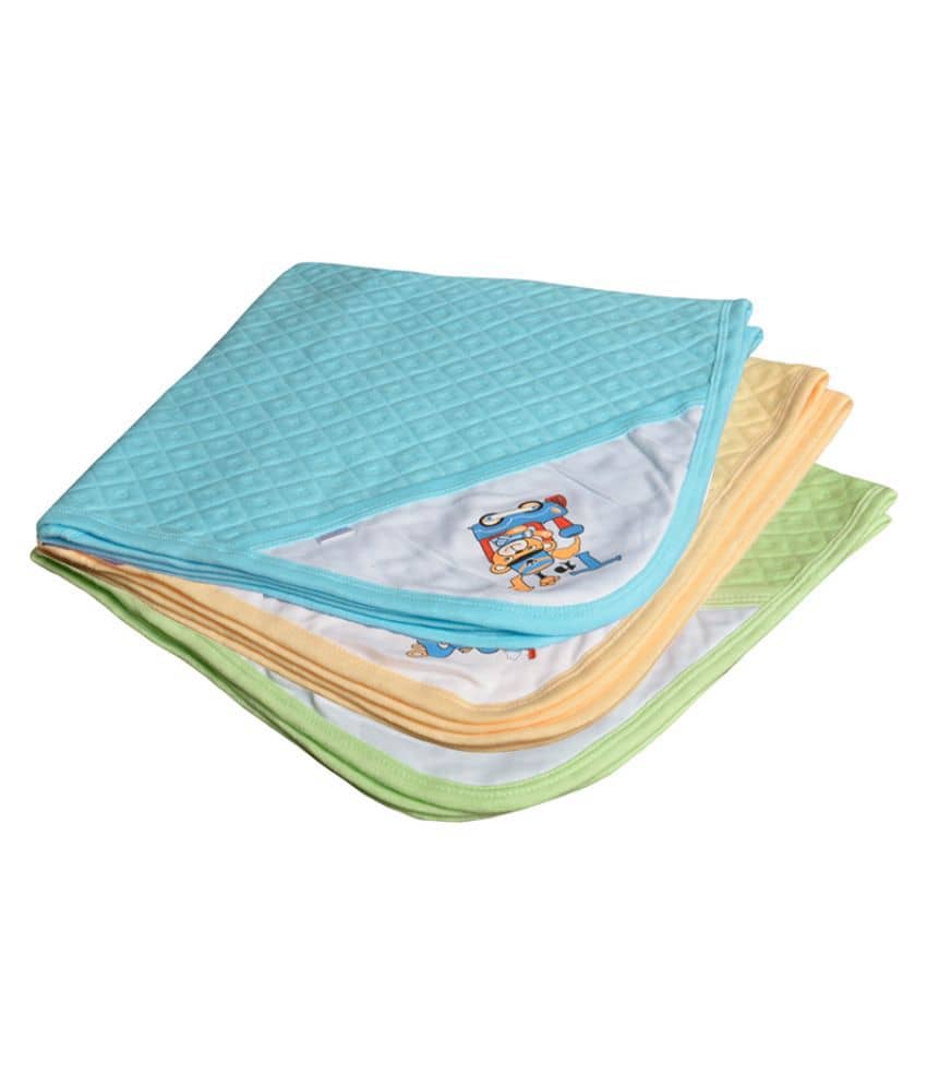 CATCUB Multi-Colour Cotton Towel cum blanket ( 72 cm × 72 cm 3 pcs )