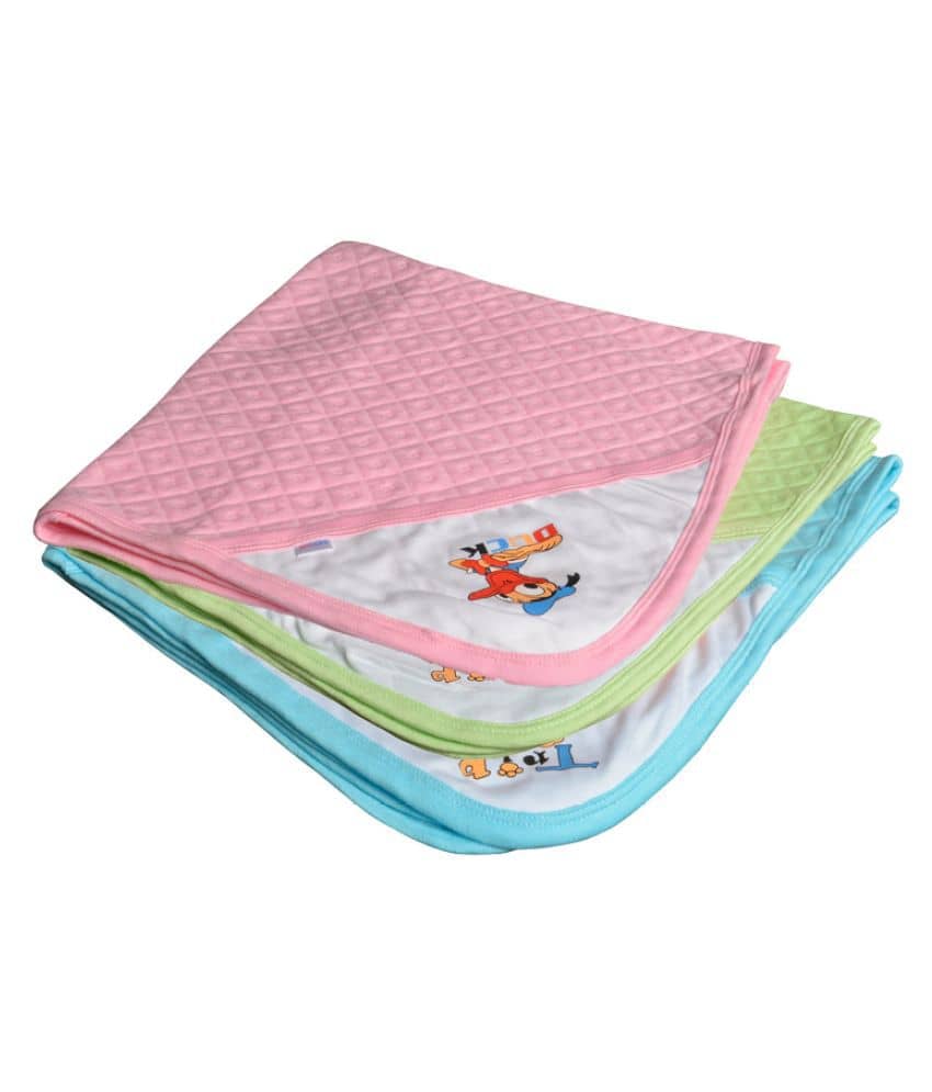 CATCUB Multi-Colour Cotton Towel cum blanket ( 72 cm × 72 cm 3 pcs )
