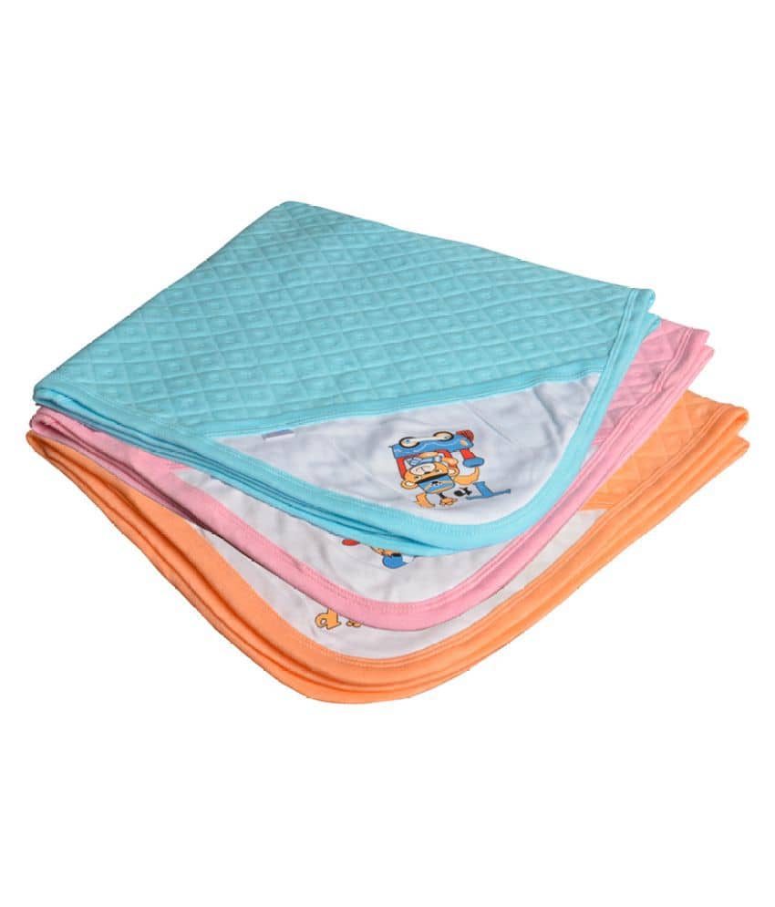 CATCUB Multi-Colour Cotton Towel cum blanket ( 72 cm × 72 cm 3 pcs )