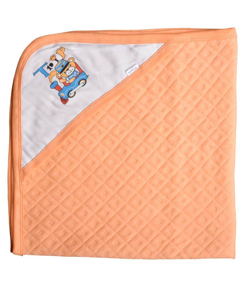 CATCUB Orange Polyester Towel cum blanket ( 72 cm × 72 cm 1 pcs )