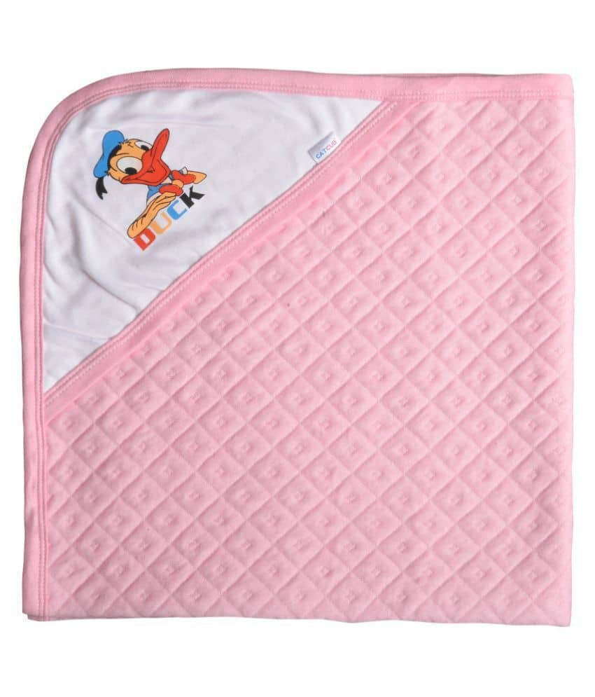 CATCUB Pink Polyester Towel cum blanket ( 72 cm × 72 cm 1 pcs )