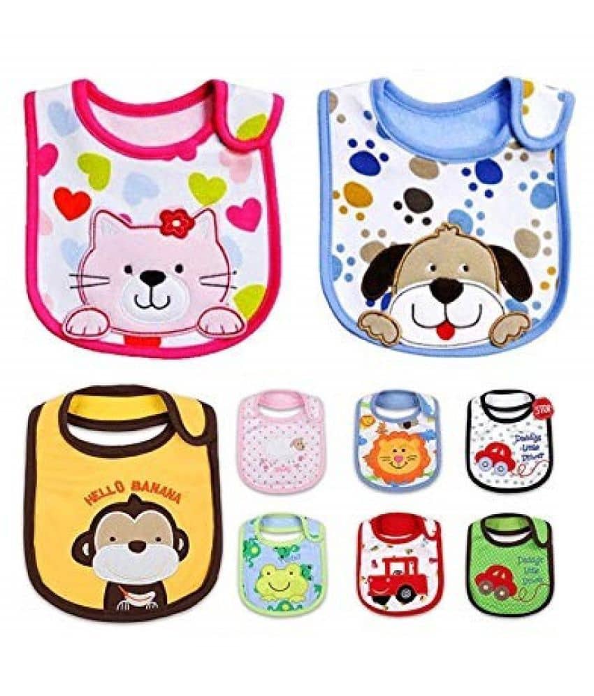 FOK Multi-Colour Cotton Bibs - Set of 3