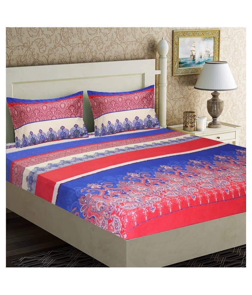 Home Candy Microfibre Double Bedsheet ( Red )