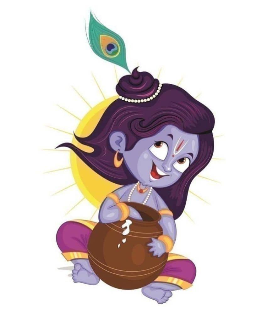 Print Mantras Little Krishna Wallstickers Religious & Inspirational Sticker ( 92 x 60 cms )