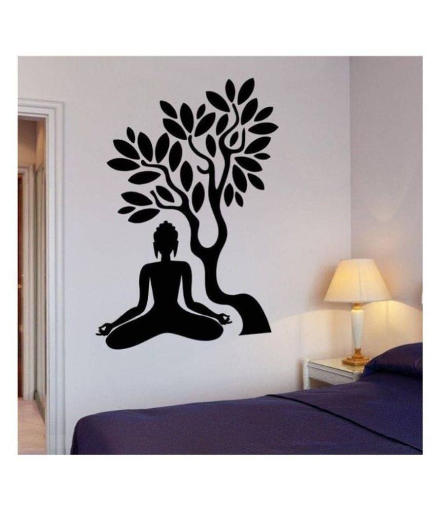     			Print Mantras Meditating Buddha under a Tree Religious & Inspirational Sticker ( 150 x 100 cms )