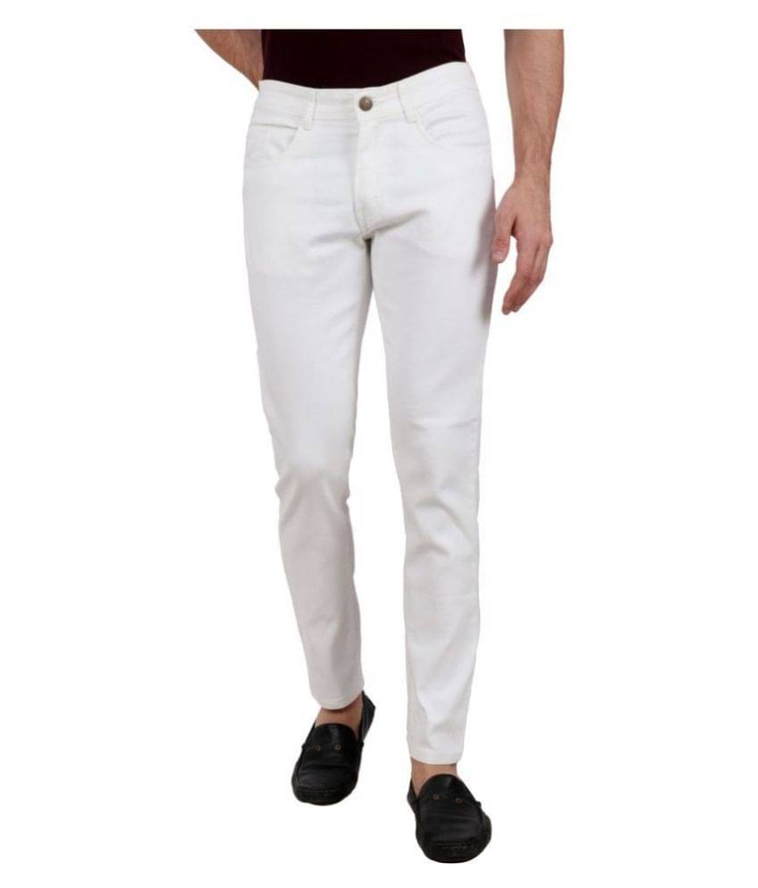 ZAYSH White Regular Fit Jeans     			ZAYSH White Regular Fit Jeans