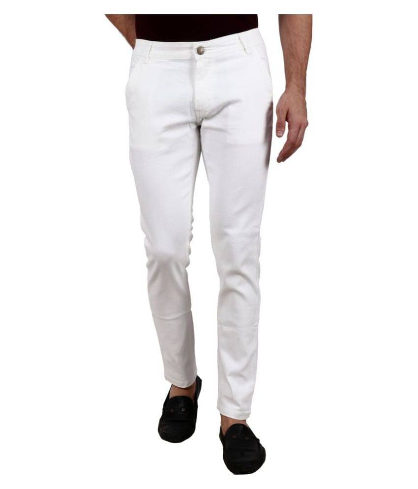     			ZAYSH White Regular Fit Jeans