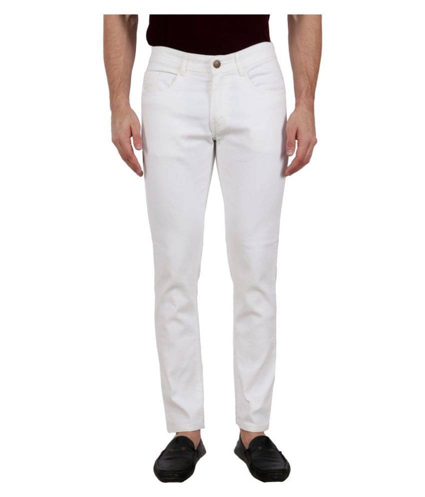     			ZAYSH White Regular Fit Jeans