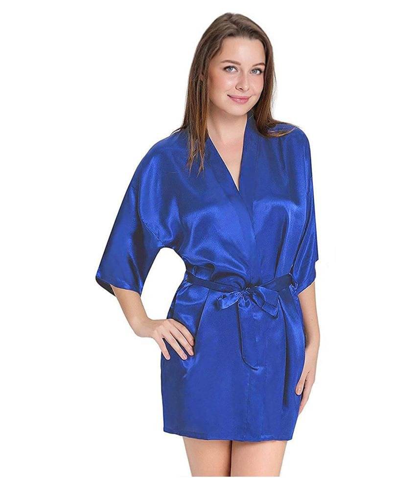     			Celosia Satin Robes - Blue