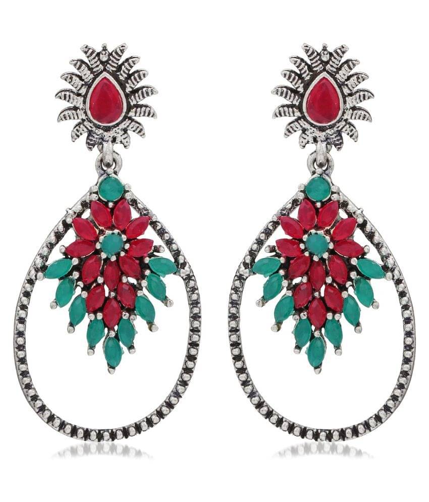     			Sukkhi Glimmery Oxidised Floral Dangle Earring For Women