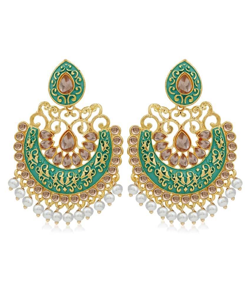     			Sukkhi Glistening LCT Gold Plated Pearl Meenakari Chandbali Earring For Women