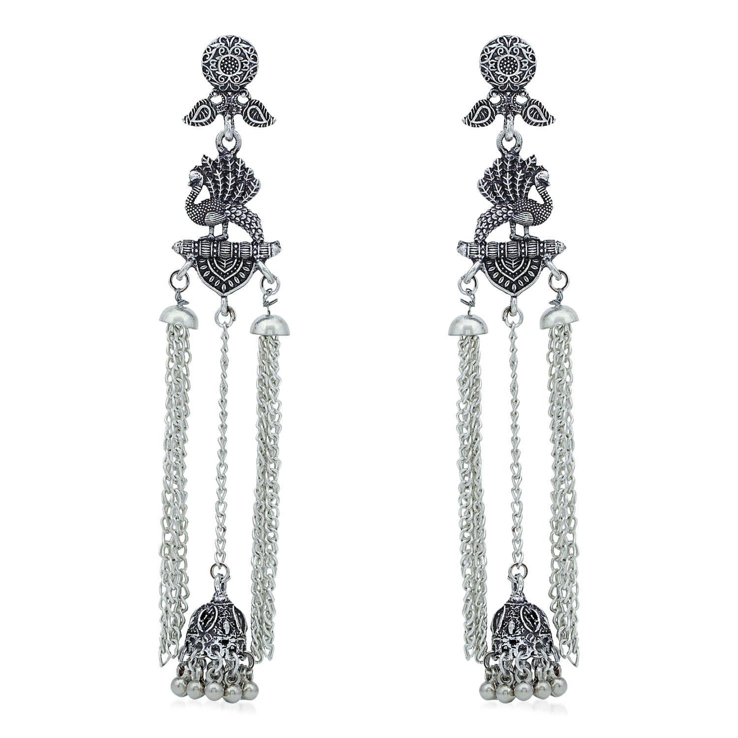     			Sukkhi Marvellous Oxidised Peacock Chandelier Earring For Women