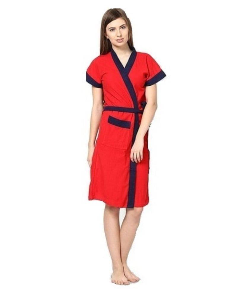     			FeelBlue Single Free Size Bathrobe Red