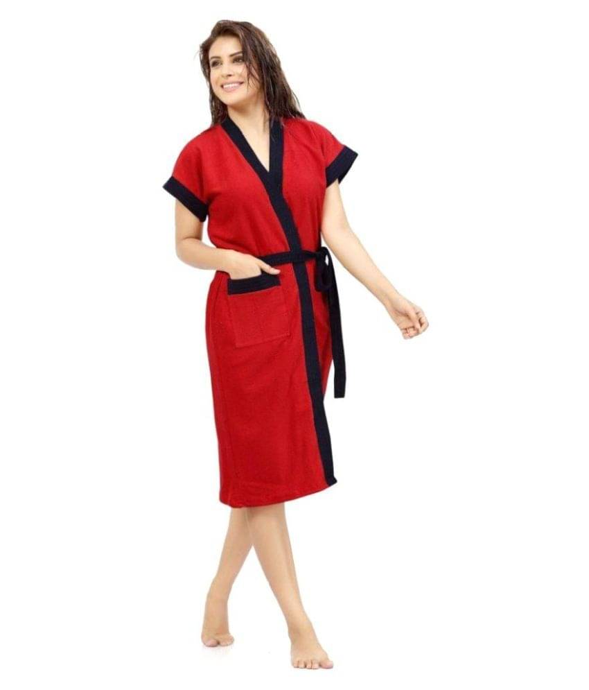     			FeelBlue Single Free Size Bathrobe Red