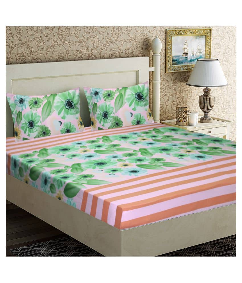 Home Candy Microfibre Double Bedsheet ( Green )