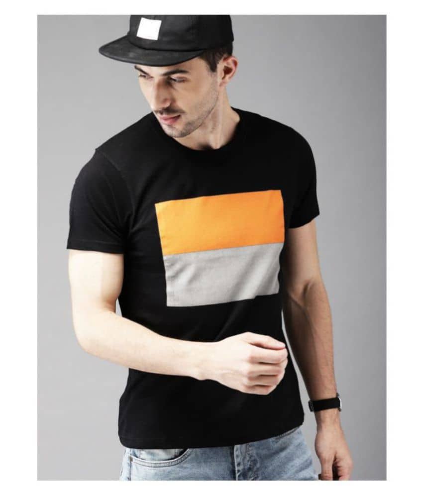 Leotude Pack of 1 100 Percent Cotton Regular Fit Men's T-Shirt ( Black )