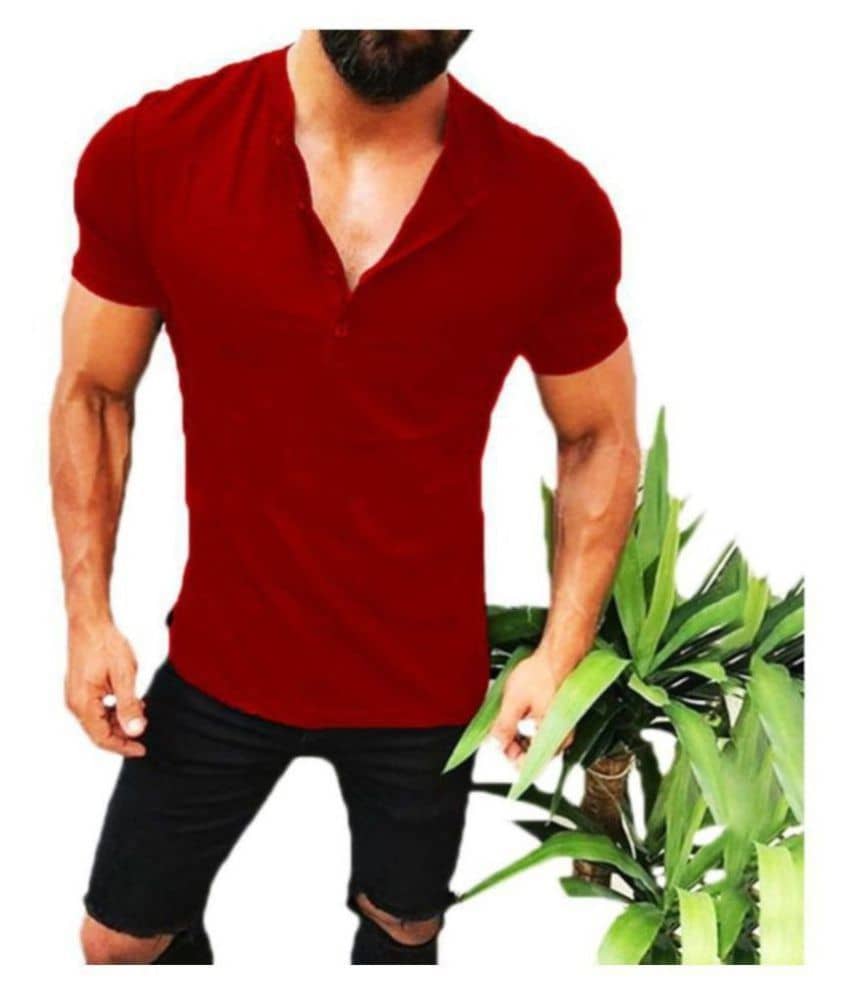 Leotude Pack of 1 Cotton Blend Regular Fit Men's T-Shirt ( Maroon )