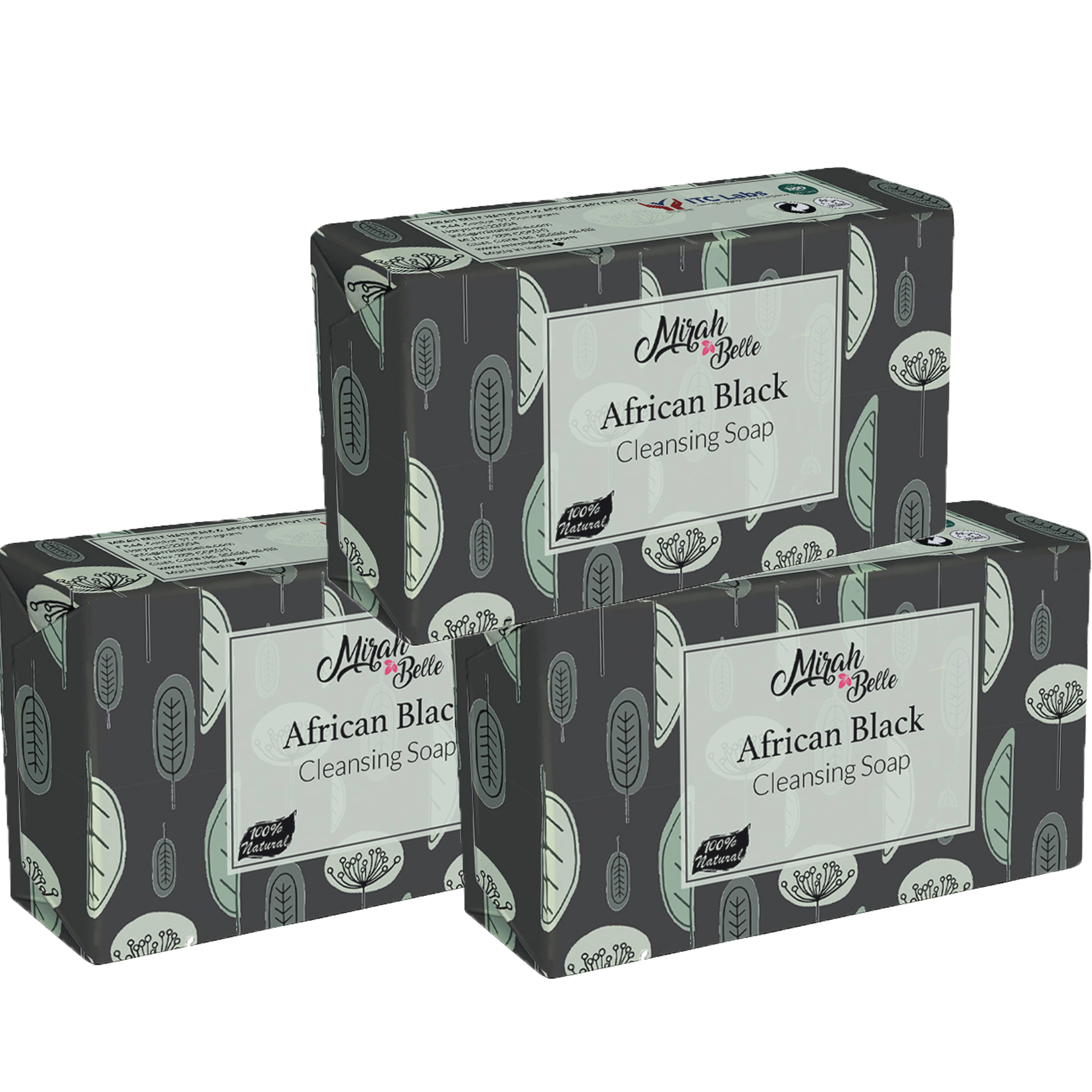 Mirah Belle Black African For Healing Acne, Pimples Paraben, GMO-Free, Soap 125 g Pack of 3