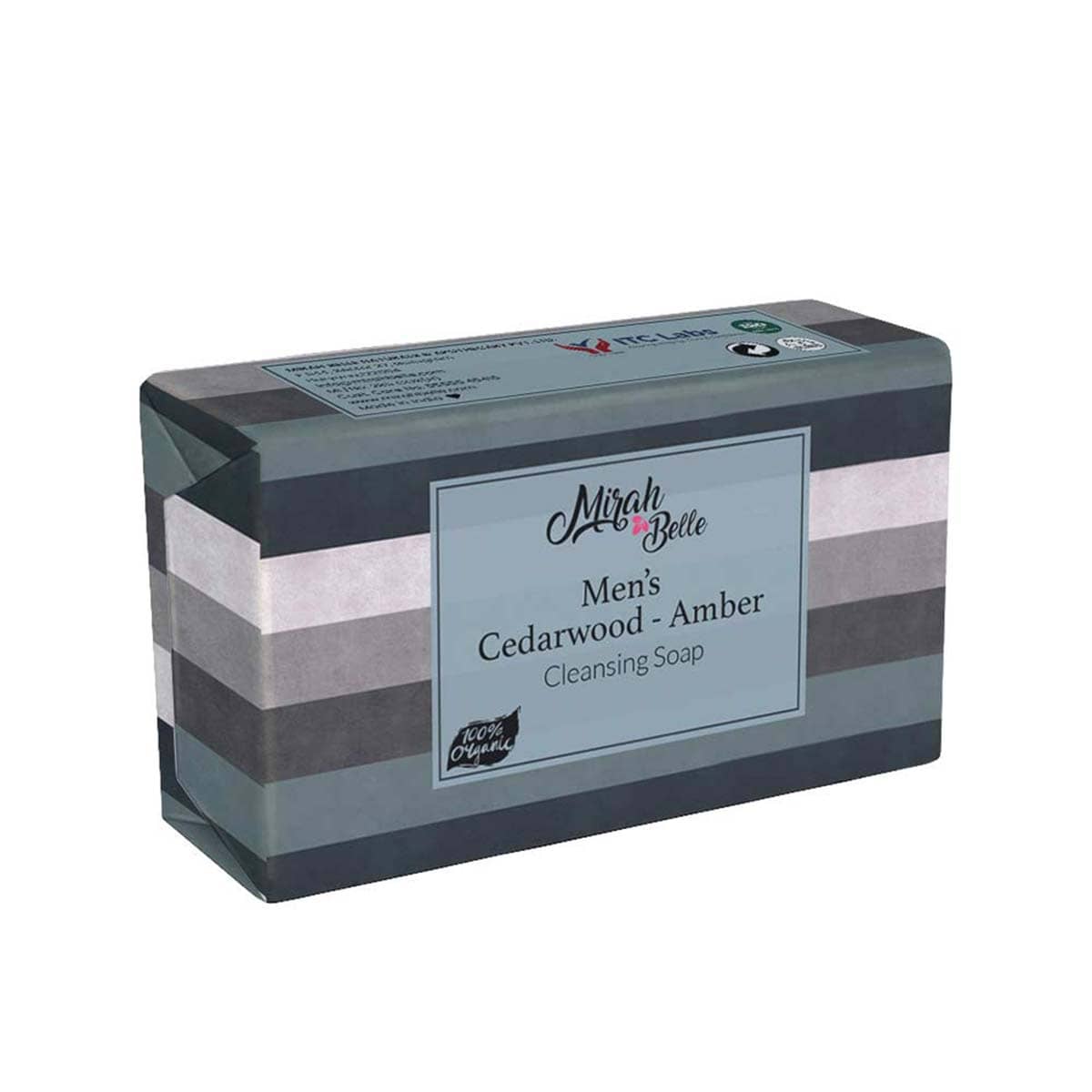 Mirah Belle - Organic Mens Soap 125 gm - With Cedarwood & Amber - For Dry & Rough Skin- Handmade Soap