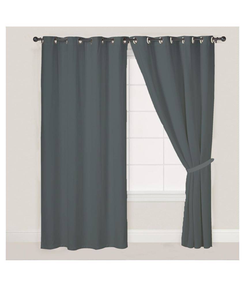     			Oasis Hometex - Dark Grey Pack of 1 Cotton Door Curtain (4.5 ft X 7 ft)