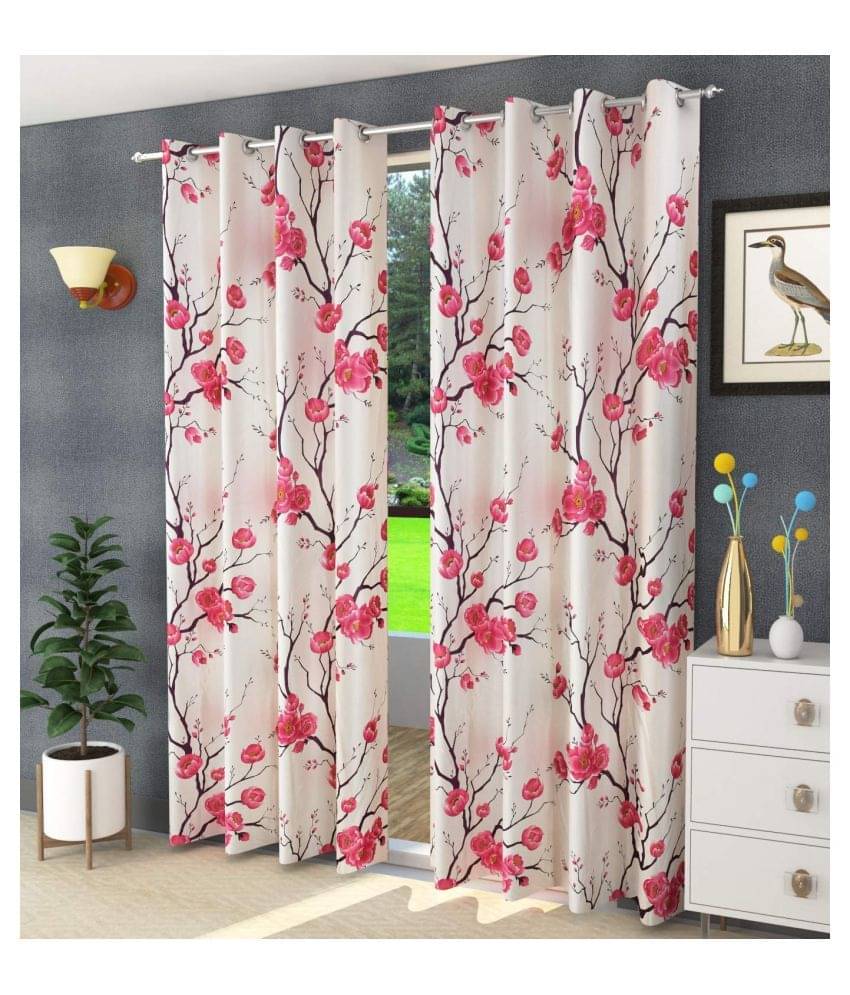 Web India International Set of 2 Door Eyelet Polyester Curtains Pink Web India International Set of 2 Door Eyelet Polyester Curtains Pink