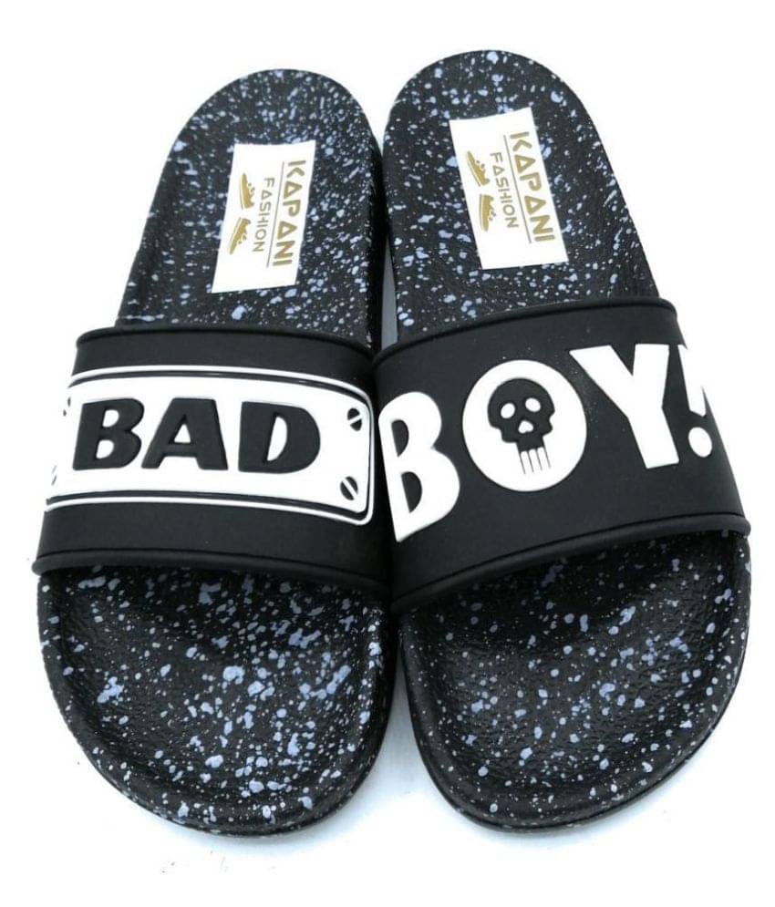     			KAPANI Black Slide Flip flop