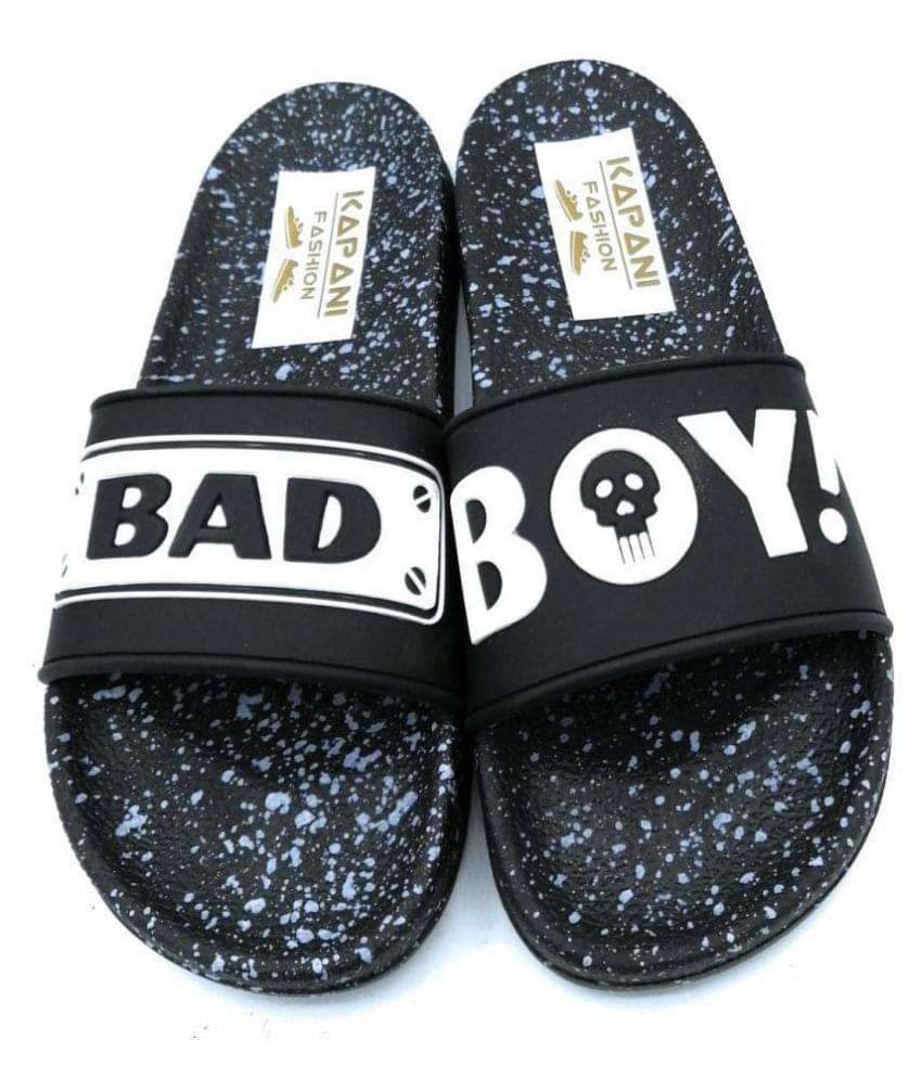     			KAPANI Black Slide Flip flop