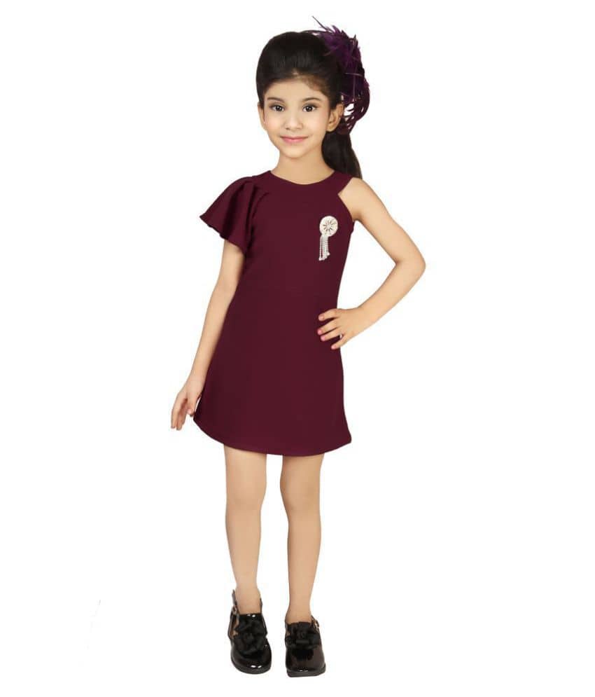 Addyvero Cotton Blend A-line For Girls ( Pack of 1 , Maroon )