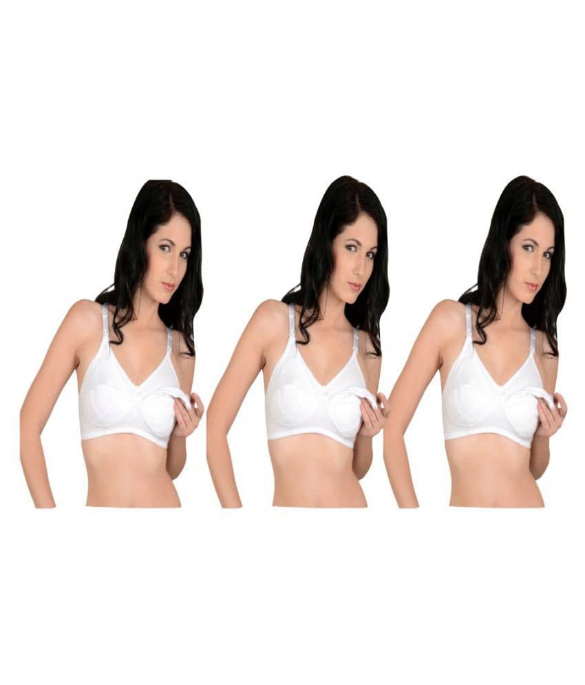 Softskin Pack of 3 Poly Cotton Non Padded Women's Everyday Bra ( White )