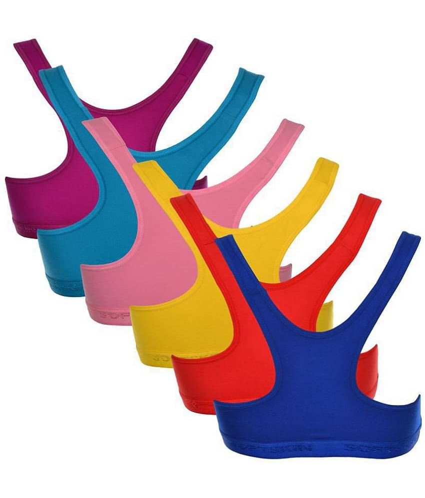 Softskin Pack of 6 Poly Cotton Non Padded Women's Racerback bra ( Multi Color )