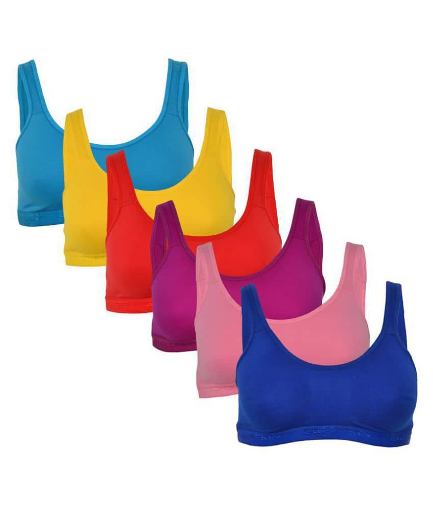 Softskin Pack of 6 Poly Cotton Non Padded Women's Racerback bra ( Multi Color )